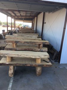 Many log bench/table sets
